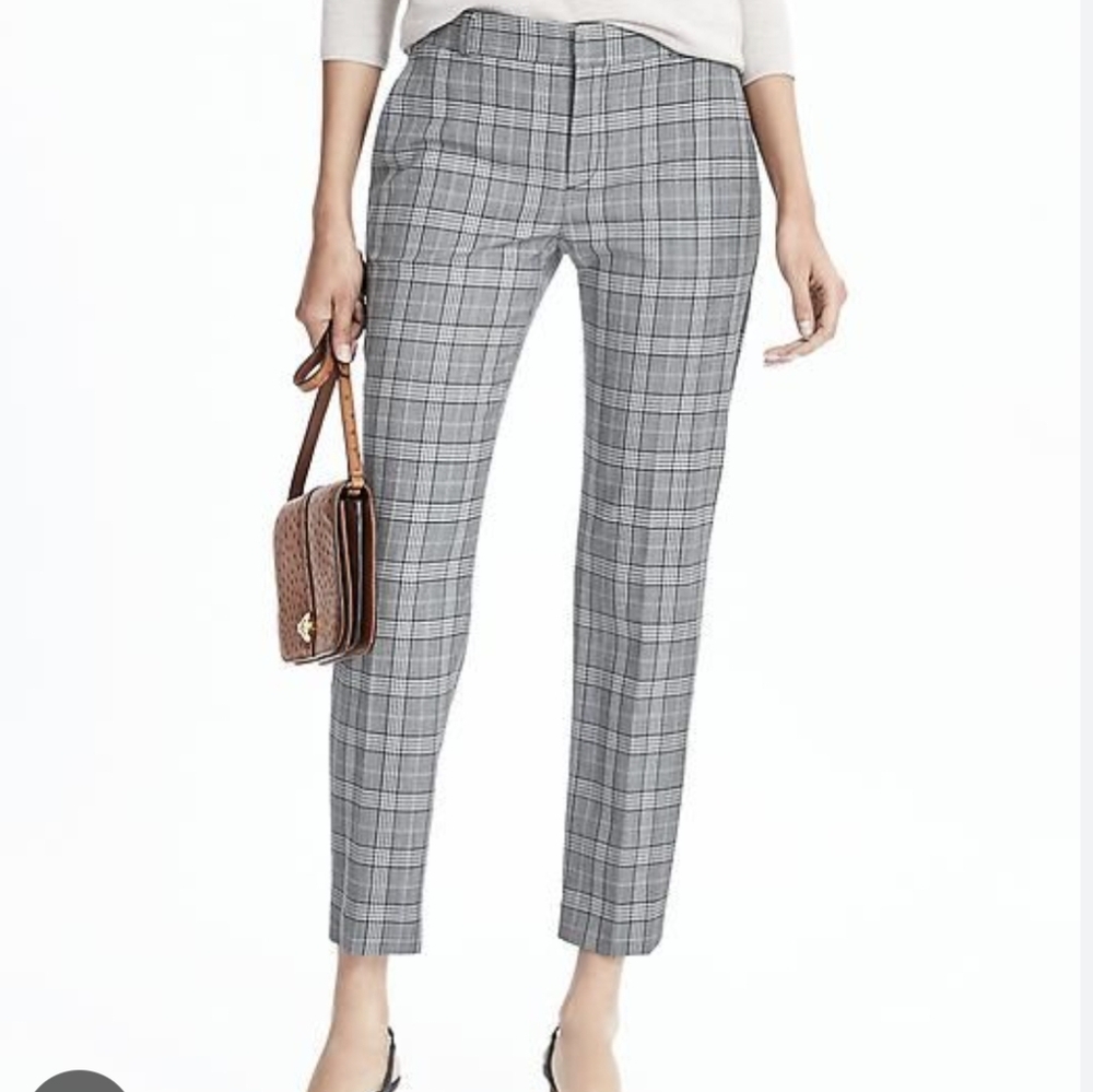 Banana Republic Modern Gray Plaid Cropped Pants